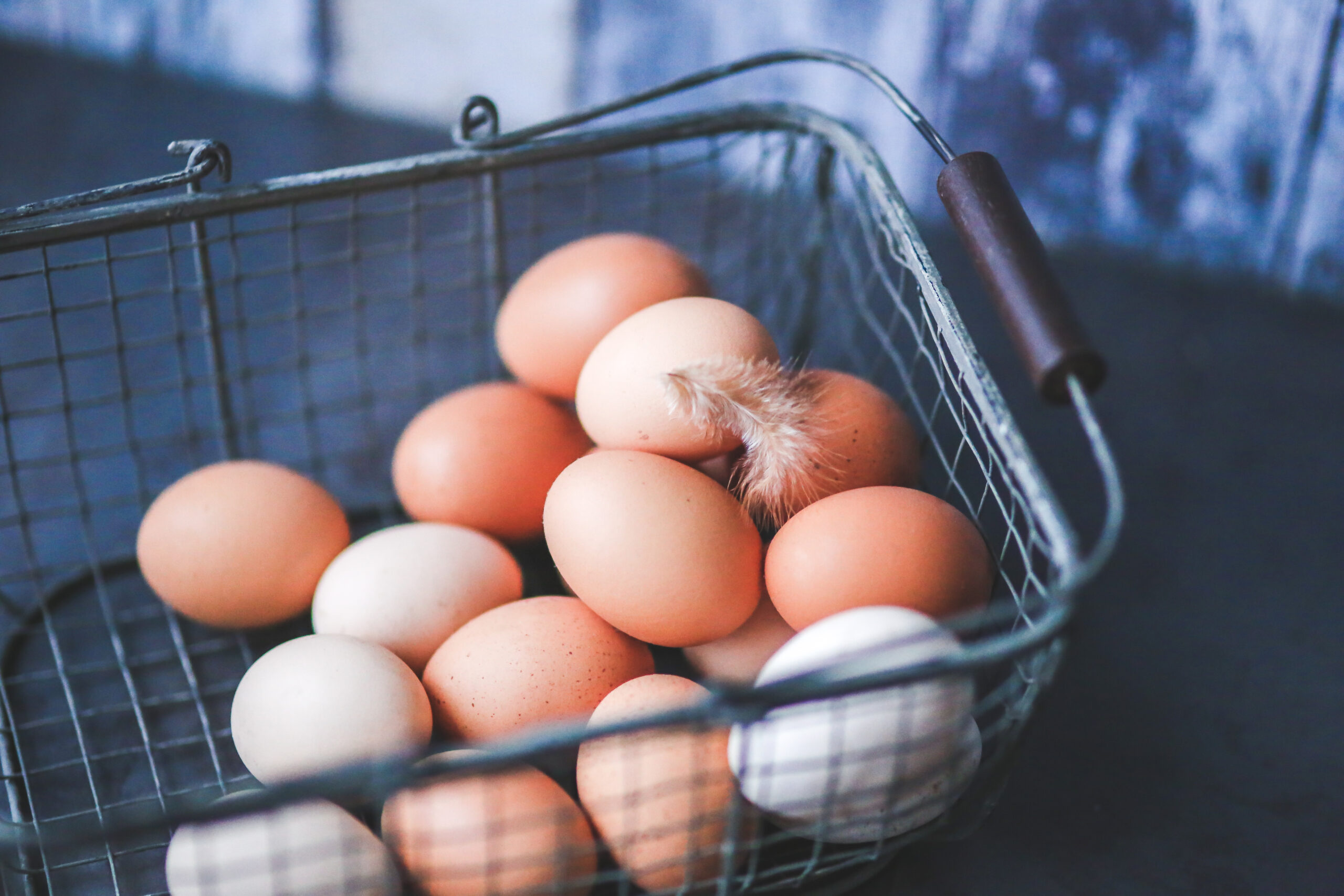 Eggs in the metal basket